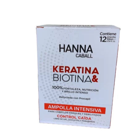 AMPOLLA ANTI CAIDA HANNA CABALL KERATINA & BIOTINA 13 ML.