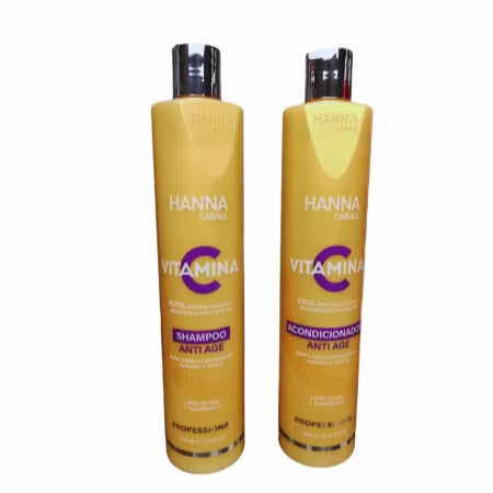 PACK 1: SHAMPOO + ACONDICIONADOR HANNA CABALL VITAMINA C ANTI AGE 400 ML.