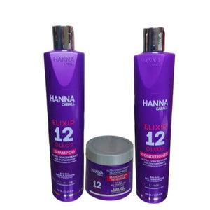 PACK 2: SHAMPOO + ACONDICIONADOR + MASCARILLA HANNA CABALL ELIXIR 12 OLEOS 400 ML.