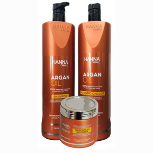 PACK 2: SHAMPOO + ACONDICIONADOR + MASCARILLA HANNA CABALL ARGAN OIL 1000 ML.