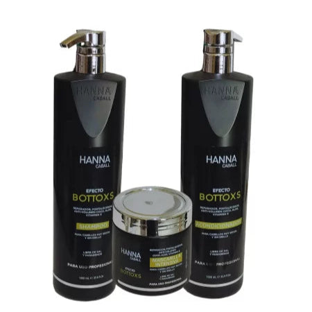 PACK 2: SHAMPOO + ACONDICIONADOR + MASCARILLA HANNA CABALL EFECTO BOTTOX 1000 ML.