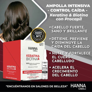 AMPOLLA ANTI CAIDA HANNA CABALL KERATINA & BIOTINA 13 ML.